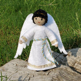 Tan skin black haired Handmade Boy Angel Doll – Guardian Angel