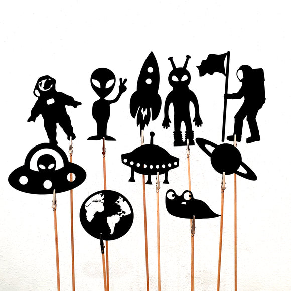 Outer Space shadow puppets