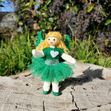 Green rainbow fairy doll with blonde hair