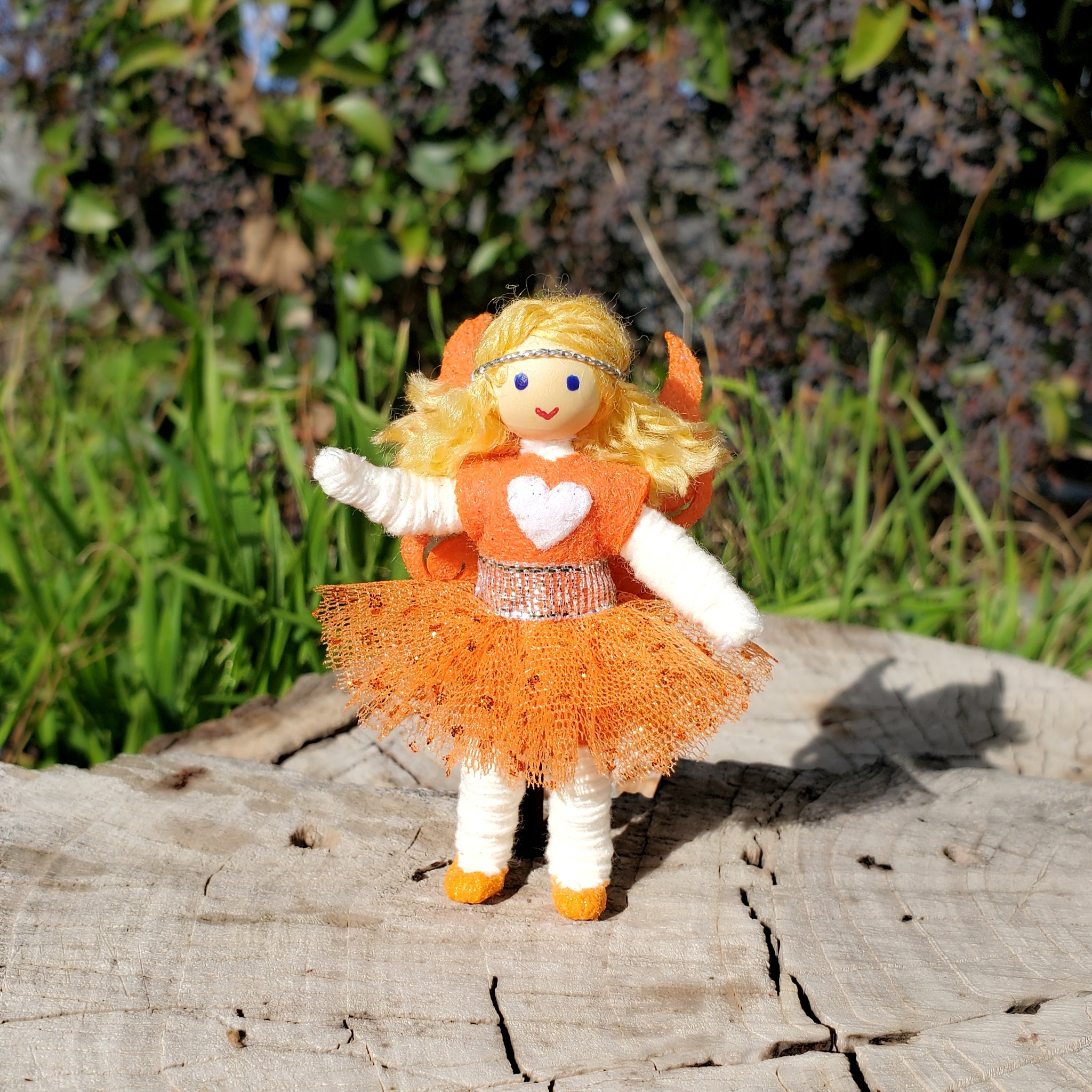 Handmade Orange Rainbow Fairy Doll  Wildflower Toys