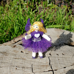 Purple rainbow fairy doll red hair