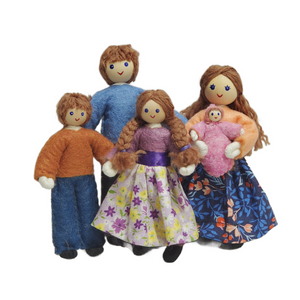 Dollhouse Family with Big Kids - Light Brown Hair