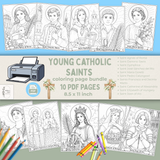 Young Catholic Saints Coloring Bundle – 10 Christian Coloring Pages