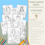 Young Catholic Saints Coloring Bundle – 10 Christian Coloring Pages