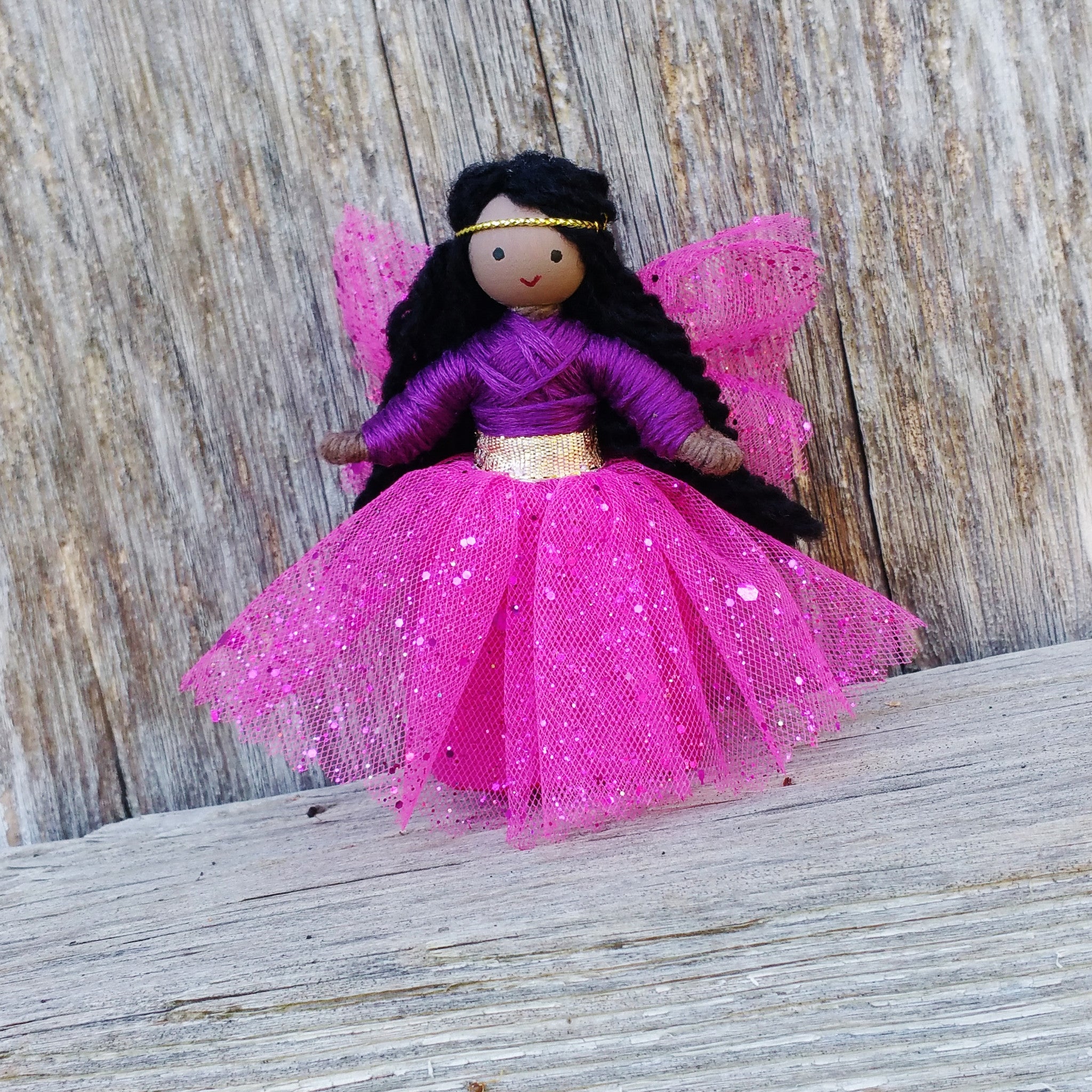 Miniature Flower Fairy Doll Handmade in the USA Black / Skin tone #4