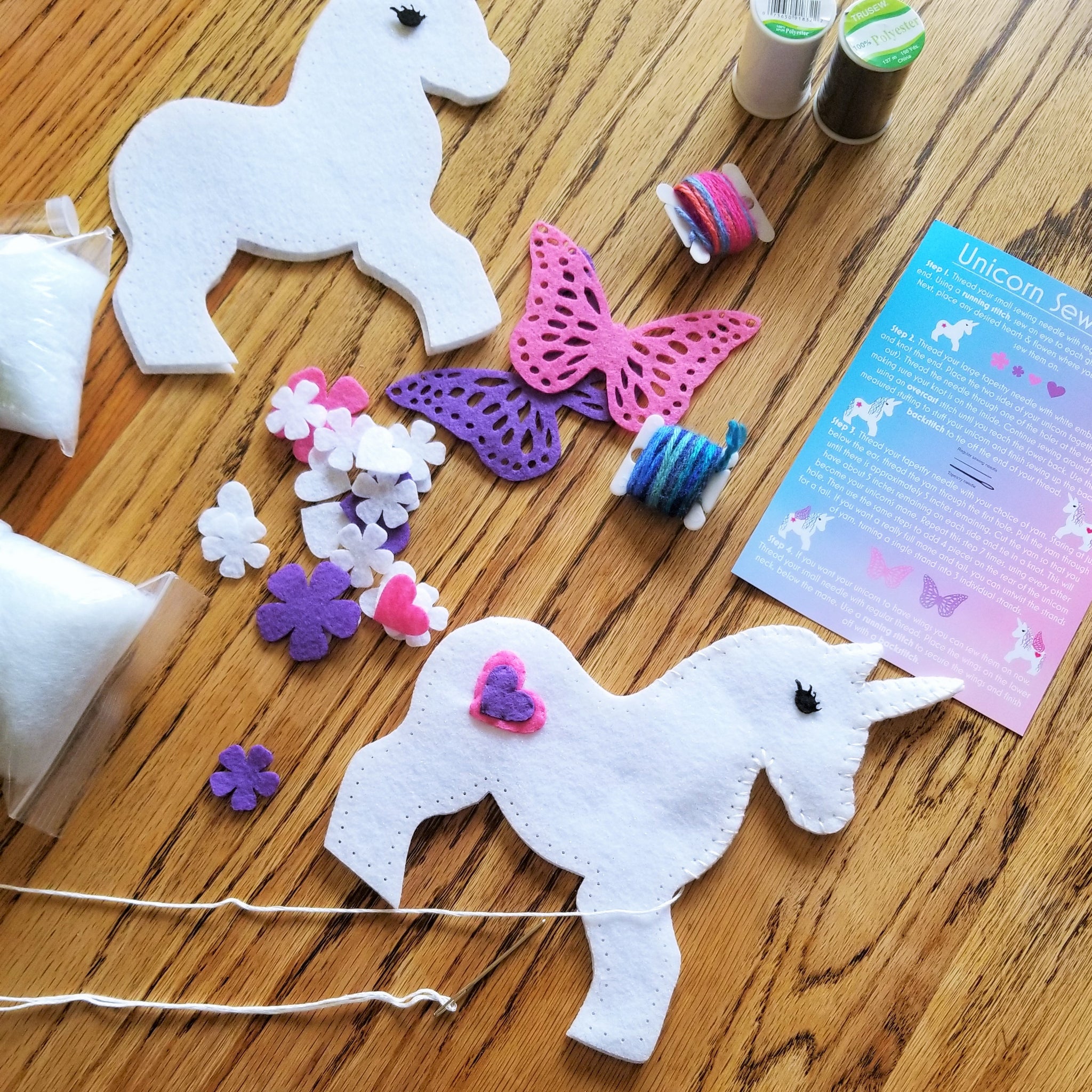 Wildflower Toys Wildflower Toys Unicorn Sewing Kit For Girls - Felt Craft  Kit For Beginners - Makes 2 Glitter White Felt Stuffed Unicorns  Art_Craft_Kit 