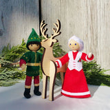 Kindness Elves with Mrs. Claus and wooden reindeer