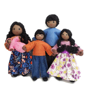 Dollhouse Family with Big Kids - Dark Skin