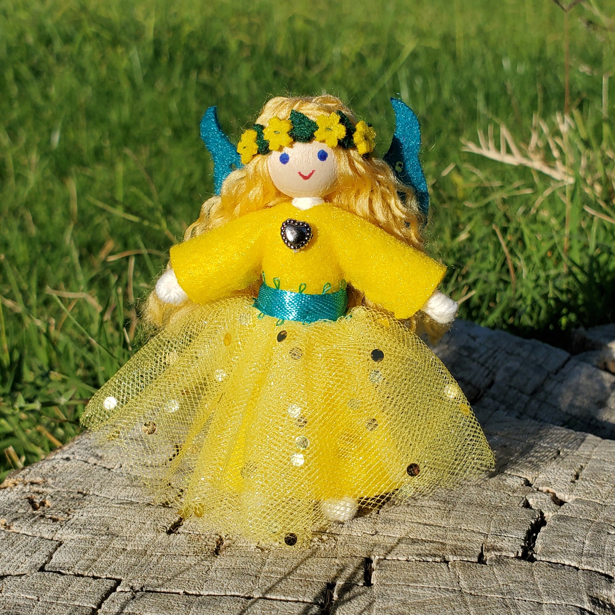 Yellow Fairy Doll with Flower Wreath - Main Image
