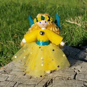 Yellow Fairy Doll with Flower Wreath
