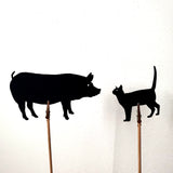 Pig and cat shadow puppet Made in the USA