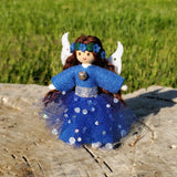 Blue fairy doll handmade brown hair