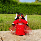 Red Fairy Doll with Flower Wreath