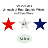 Red White and Blue felt Stars Glitter white felt