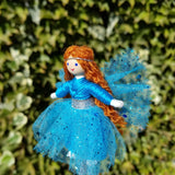Fairy doll handmade with blue glitter dress
