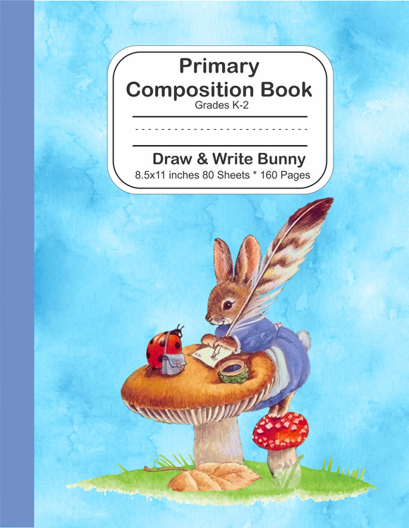 Primary Composition Book: Grades K-2 Draw and Write Bunny 
