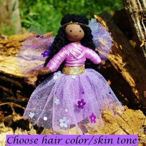 Purple Sparkle Fairy Doll Made in America Blonde / Skin tone #3 Purple Sparkle Fairy Doll Made in America Blonde / Skin tone #3