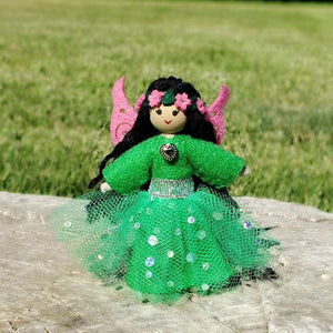 Green Fairy Doll with Flower Wreath